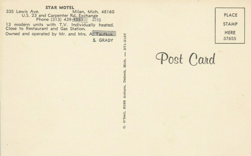 Star Motel (Strohs Motel) - Vintage Postcard